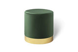 LIFA LIVING Pouf Salon en Velours 30 x 38 cm, Petit Tabouret Ottoman Vieux Rose avec Base en métal doré, pour la Chambre et la Cuisine