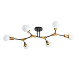 Sputnik Lustre, Lustre Nordique Noir et Doré Mid Century, suspension à base E27, plafonnier semi-encastré pour salon, chambre à coucher, couloir et cuisine. (6 Luminaire)