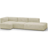 HOMIFAB Canapé d'angle à Gauche modulable avec méridienne 5 Places en Velours côtelé Beige - Modulo