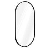 Navaris Miroir mural design - Miroir ovale 75 x 38 x 3cm avec cadre aluminium - Miroir mural entrée chambre salon suspension horizontale ou verticale