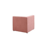 Beliani - Canapé Panoramique Modulable - Lemvig - 6 Modules et Pouf Ottoman, en Velours Côtelé, Rose