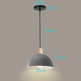 iDEGU Lustre Suspension Rétro Suspension Luminaire Moderne Style Demi-Cercle Plafonnier E27 en Bois Métal Lampe Suspension pour Chambre Salle à Manger Cuisine, Ø 20CM (Gris 1 pack)