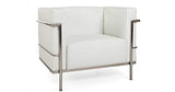 Grand fauteuil en acier inoxydable en cuir véritable noir et blanc