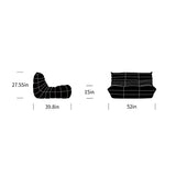 1inchome Togo Chauffeuse 2 Place, Lazy Floor Canapé en Velours Daim Doux Chaise Longue Accent Pouf Canapé pour Salon Chaise d'angle Chambre Salon Bureau (Gris)