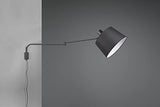 Trio-Leuchten Baldo 200600132 Applique murale en métal noir mat avec abat-jour en tissu noir, 1 x E27