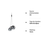Euone_Clothes Suspension Boule de Verre Moderne à 3 Lumières à DEL, Groupe de Lampes Suspendues Luminaire de Plafond d'îlot de Cuisine Simple Lustre de Salle à manger (Gris) GYDD-0718-1