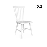 Alice's Home - Lot de 2 chaises Blanches à barreaux en Bois d'hévéa. Romie. L 50.8 x P 44.2 x H 90cm. Livraison Offerte. Garantie 2 Ans. Meilleur Prix Garanti !