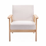 Alice's Home - Fauteuil scandinave en Bois et Tissu crème. Isak. L 64 x P 69.5 x H 73cm