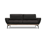 Canapé en Cuir Véritable, Nix, 3 Places, Noir, 221x95x87