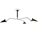 Mid-Century Moderne Plafond Luminaire En Métal Art Semi Plafonnier Plafonnier Avec Réglable Lampe Tête Peinture Poudre Finition (Noir, 3 lumières)