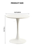 YSYJ Table Basse Moderne Panneau à Base de Bois Rond Table d'appoint Loisirs Table à Manger Style Tulipe pour Cuisine Chambre Salon(60x60x73cm, WhiteC)