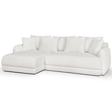 HOMIFAB Canapé d'angle Gauche 5 Places Convertible avec Coffre de Rangement en Tissu bouclettes écru - Giulia