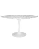 Dabudae Table ovale en marbre blanc et fibre de verre Tulle - 160 x 90 cm