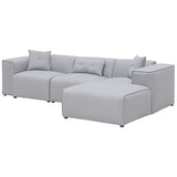 Beliani - Canapé d'angle 3 Places - Dolva - Tissu, Gris Clair
