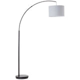 Brillant | Lampadaire arc Aike 1,8m noir mat/gris | 1x A60, E27, 40W, adapté aux lampes normales (non incluses)
