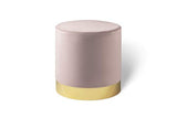 LIFA LIVING Pouf Salon en Velours 30 x 38 cm, Petit Tabouret Ottoman Gris avec Base en métal doré, pour la Chambre et la Cuisine