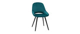 Miliboo Chaises Design en Tissu Velours Bleu pétrole et métal Noir (Lot de 2) Bodega