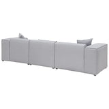 Beliani - Canapé d'angle 3 Places - Dolva - Tissu, Gris Clair