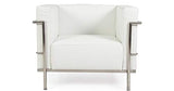Grand fauteuil en acier inoxydable en cuir véritable noir et blanc