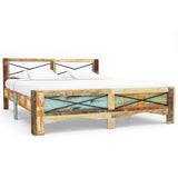 vidaXL Cadre de Lit Bois de Récupération Massif Sommier à Lattes Lit Double Adulte Cadre à Lattes Base de Lit Chambre à Coucher Maison Intérieur 180 x 200 cm