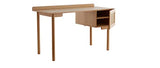 Bureau Vintage en Bois Finition chêne avec Caisson en cannage Naturel L130 cm Antik