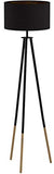 EGLO 49148 Lampe sur Pied, Acier, Textile, E27, 60 W, Noir, Bois