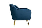 Fauteuil de salon | Fauteuil moderne en velours | Fauteuil de relaxation pour chambre | Chaise longue et cocktail | Fauteuil de lecture confortable, fauteuil capitonné Ralph par JD Elegance, bleue