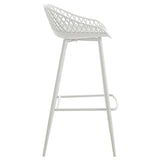 IDIMEX Lot de 2 tabourets de Bar IREK Chaise Haute pour Cuisine ou comptoir au Design Retro avec accoudoirs, en Plastique et métal Blancs, Hauteur d'assise 75 cm