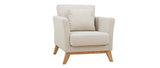 Miliboo Fauteuil scandinave déhoussable en Tissu Beige et Bois Clair Oslo