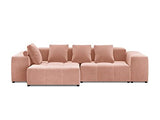 MICADONI - Canapé d'angle Réversible Margo - 4 Places - Velours - Rose