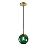 LFsem Plafonnier Simple Tête Coloré Ø15cm Globe En Verre Suspension E14 Loft Chambre Restaurant Suspension Lustre Simple Moderne (Vert Foncé)