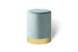 LIFA LIVING Pouf Salon en Velours 30 x 38 cm, Petit Tabouret Ottoman Gris avec Base en métal doré, pour la Chambre et la Cuisine