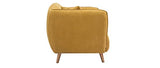 Miliboo Canapé 2 Places en Tissu Effet Velours Jaune Moutarde et Bois Clair Folk