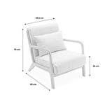 Alice's Home - Fauteuil à bouclettes Pieds Bois d'hévéa teinté Noyer Clair. 1 Place Droit Fixe. Pieds Compas scandinave. Structure en Bois Solide