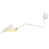 Simple Style Bras De Oscillation Applique Murale Avec Ombre De Dôme Mont Mural Applique Murale Pour Couloir Foyer Chambre à Manger Lampe Murale Câblé Avec On-éteindre L'interrupteu-Blanc 99x40cm