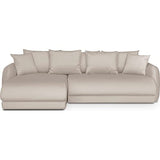 HOMIFAB Canapé d'angle Gauche 5 Places Convertible avec Coffre de Rangement en Velours crème - Giulia
