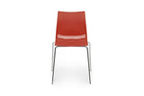 Lot de 4 chaises Slim by Sintesi, assise en polypropylène rouge corail, Structure en métal chromé, fabriquées en Italie (rouge corail/chromé, 4)