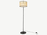 Lampadaire arc cannage NEIROBI - style ethnique - Fer et rotin - H. 195 cm - Noir et naturel