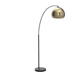 Lampadaire Arquer Arc Lampe De Sol Abat-jour Doré Pied Marbre Noir VN-L00012-EU