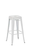 CLP Tabouret de Bar Joshua - Tabouret de Bar Industriel Empilable et Robuste - Repose-Pied Structure à 4 Pieds - Hauteur Siège 77 cm - Couleurs, Couleurs:Blanc