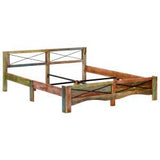 vidaXL Cadre de Lit Bois de Récupération Massif Sommier à Lattes Lit Double Adulte Cadre à Lattes Base de Lit Chambre à Coucher Maison Intérieur 180 x 200 cm