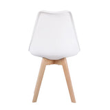 EGGREE Chaises Salle à Manger Scandinaves Lot de 4 Chaises de Cuisine, Rétro Rembourrée Chaise de Salle de Bureau, Pieds en Bois de Hêtre Massif, Blanc
