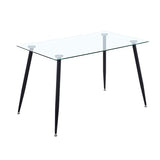 GOLDFAN Table à Manger en Verre Table Rectangulaire en Verre Table Cuisine Salon Tables de Salle à Manger avec Pieds en Métal, Noir