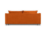 MICADONI - Canapé Convertible Rutile - Pieds Métal Chromé Noir - 3 Places - Velours - Orange