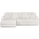 HOMIFAB Canapé d'angle Gauche 5 Places Convertible avec Coffre de Rangement en Tissu bouclettes écru - Giulia