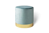 LIFA LIVING Pouf Salon en Velours 30 x 38 cm, Petit Tabouret Ottoman Vieux Rose avec Base en métal doré, pour la Chambre et la Cuisine