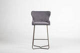 Chaise de bar moderne en tissu piqué losange, pieds effet laiton, cuisine, tabouret de bar, tissu velours