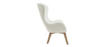 Miliboo Fauteuil scandinave Tissu Blanc Effet Laine bouclée et Bois ESKUA