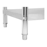 Royal Catering Table De Travail Adossée Cuisine Professionnel Préparation Confection Boucher Avec Tablette RCAT-120/60-N (120x60cm, Capacité 110 kg, Plan 80 kg + Étagère 30 kg, Dosseret 11 cm, Inox)