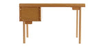 Bureau Vintage en Bois Finition chêne avec Caisson en cannage Naturel L130 cm Antik